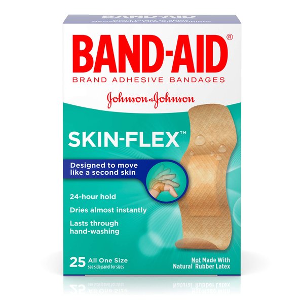 Band-Aid Brand Skin-Flex Adhesive Bandages for First Aid and Wound Care, Assorted Sizes, Tan, 25 Count