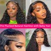 htsly 5x5 Hd Lace Closure Wigs Human Hair Water Wave 5x5 Lace Closure Wigs for Women 180 Density Curly Closure Wig Glueless Wet and Wavy Lace Front Wigs Pre Plucked Natural Black Closure Wig 24 Inch