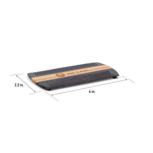 Premium Natural Ox horn and Sandalwood Dual-Action Beard Comb with Black Protective Case – the Perfect Beard & Mustache Grooming Companion & Gift for Men – by Man & Mane