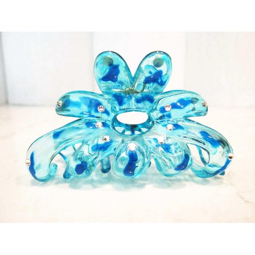 Generic Clear flower hair claw clips with crystals (Primary color: Brown), 1 Count (Pack of 1)