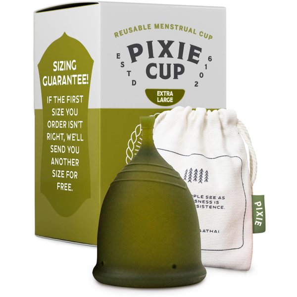 Pixie Menstrual Cup - No Metals or Toxins - 100% Medical-Grade Silicone - Ranked 1 for The Most Soft Reusable Period Cup - Wear 12 Hours - Tampon Alternative - Buy One We Give One (XL)