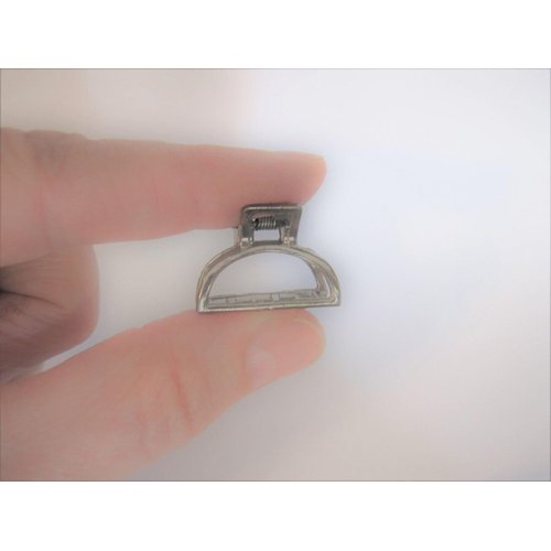Tiny small dark silver tone metal hair claw clip