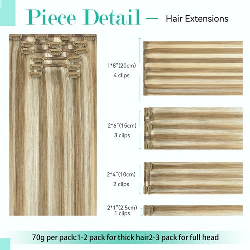 Ukira Blonde Clip in Hair Extensions Real Human Hair, 18 Inch 70g 7pcs Balayage Hair Extensions Mixed Bleach Blonde Ntural Straight Blonde Remy Human Hair Extensions Clip ins for Women