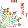 24 Reusable Jungle Safari Animals Plastic Straws for Lion Zebra Fox Monkey Giraffe Elephant Woodland Forest Zoo Animal Party Favors Supplies with Cleaning Brush Toy for Kids Boys Girls Friends