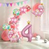 7pcs Pink Crown Dinosaur Balloons, Girl Dinosaur Birthday Number Mylar Foil Balloon Pink Dinosaur 4th Birthday Party Supplies Decorations (4th)