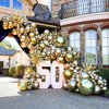 NISOCY Gold Metallic Chrome Latex Balloon Arch Garland Kit, 102PCS 18In 12In 10In 5In for Festival Picnic, Engagement, Wedding, Birthday, Gold Theme Anniversary Celebration Decoration with 33ft Ribbon