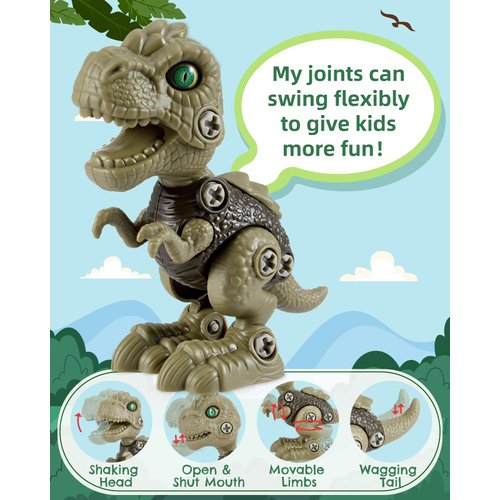 6 Pack Kids Toys Stem Dinosaur Toys, Kids Take Apart Construction Building Toys Learning Educational Dino Kit Play Set Party Christmas Birthday Gifts for Toddler Boys Girls Age 3 4 5 6 7 8 + Year Old