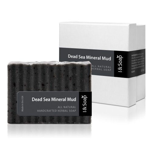I & SOAP, Dead Sea Mud Soap Bar. 100% Natural & Organic. With Activated Charcoal & Therapeutic Grade Essential Oils. Facial and Body Cleansing Soap. Best Natural Skin Care for Oily Skin or Acne Skin.