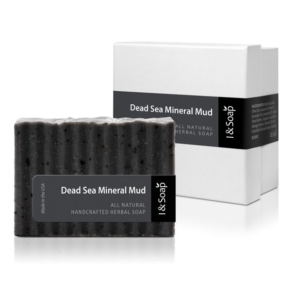 I & SOAP, Dead Sea Mud Soap Bar. 100% Natural & Organic. With Activated Charcoal & Therapeutic Grade Essential Oils. Facial and Body Cleansing Soap. Best Natural Skin Care for Oily Skin or Acne Skin.