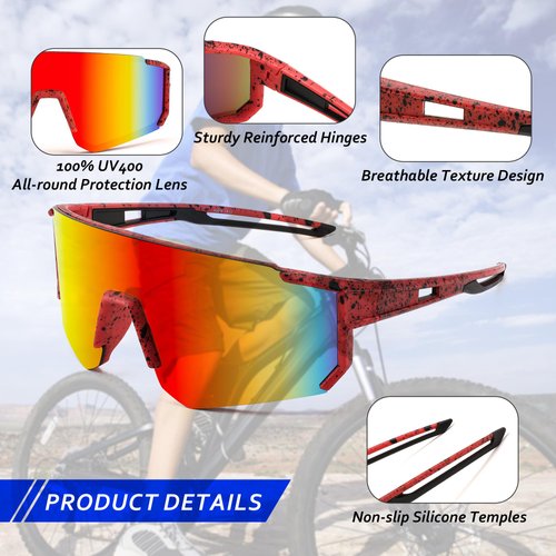 FEISEDY Kids Sunglasses Youth Baseball Sun Glasses, UV400 Sports Teens Cycling Shades for Boys Girls Age 8-16 B0048