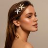 8 Pcs Starfish Hair Clips Rhinestone Pearl Hair Barrettes Crystal Hair Pins Wedding Hair Pieces Sea Star Beach Mermaid Hair Accessories for Women Girls