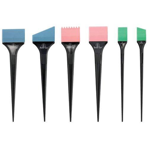 Hair Dye Brushes Color Tint 6 Pcs Silicone Applicator Set Reusable Washable Assorted Colors Bleach Coloring Dyeing Toning Tinting DIY Kit (Black)
