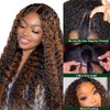 Lucasar FB30 Deep Wave U Part Human Hair Wigs for Black Women 180% Density Glueless U Shape Half Wig 180% Density Wig No Leave Out Lace Glueless Deep Curly Upgrade U Part Wigs (16 inch, FB30)