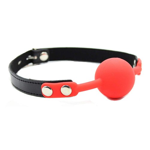 Tabuy PU Leather Paly Buckle Belt Silicon Mouth Ball Open Breathable Mouth Gag For Men Woman (Red)