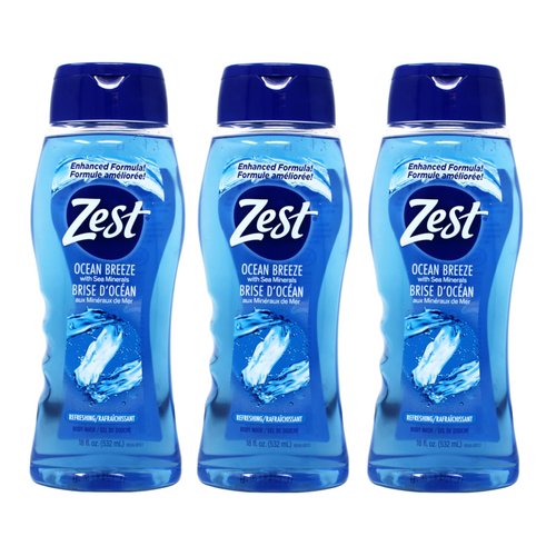 Zest Body Wash Ocean Breeze - 18 oz, Pack of 3 - Packaging May Vary