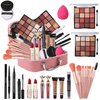 Delymol Makeup Kit for Teen Girls,All in One Makeup Kit for 2X16 Colors Eyeshadow Liquid Foundation Eyeliner Pencils Contouring Stick Lip Gloss Eyebrow Pencils 8Pcs Makeup Brushes etc (pink)