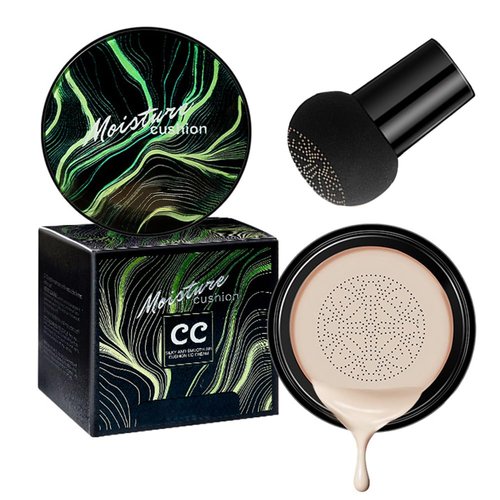GL-Turelifes Mushroom Head CC Cream Air Cushion Face Foundation Water Feeling Flawless BB Cream Moisturizing Oil Control,Long Lasting & Smoothing Natural Concealer (#01 Ivory, 0.53 oz)