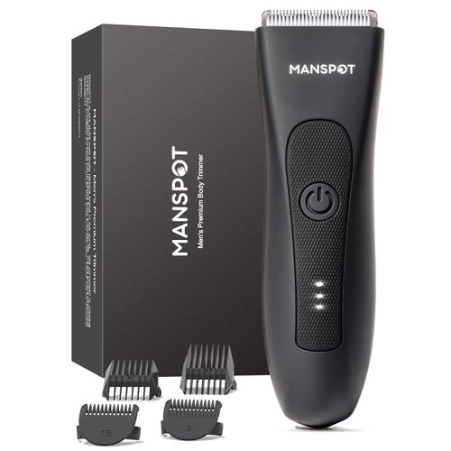 MANSPOT Manscape Groin & Body Hair Trimmer for Men, Electric Ball Trimmer Pubic Trimmer Shaver,Manscape Kit with 4 Guard,Replaceable Ceramic Blade Heads,Waterproof Wet/Dry Shaver,90 Minutes Shaving