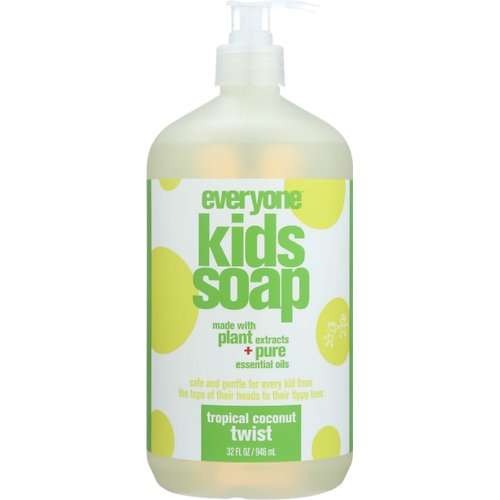 Everyone 3-in-1 Soap for Every Kid Safe, Gentle and Natural Shampoo, Body Wash, and Bubble Bath, Tropical Coconut Twist, 1 Count