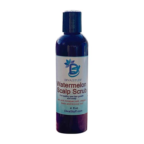 Watermelon Scalp Scrub For New Hair Growth and Scalp, With Biotin, Licorice Root, Watermelon Seed Extract and Pink Himalayan Salt, By Diva Stuff, 4oz