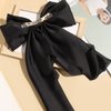 Satin Giant Hair Bow French Barrette Hair Clip Women Hair Accessory (Black)
