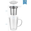 Enindel 3020.01 Glass Tea Mug with Infuser and Lid, Tea Cup, Clear, 14 OZ, GM001