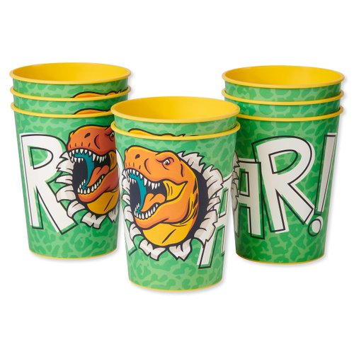 American Greetings Dinosaur Birthday Party Supplies, Reusable Party Cups (16 oz, 8-Count)