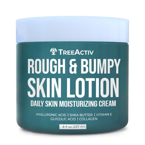 TreeActiv Rough and Bumpy Skin Lotion 8 fl oz, With Hyaluronic Acid, Shea Butter and Vitamin E, Nourishing Lotion for Rough and Bumpy Skin, Moisturizing Strawberry Legs Treatment, For All Skin Types
