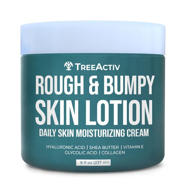 TreeActiv Rough and Bumpy Skin Lotion 8 fl oz, With Hyaluronic Acid, Shea Butter and Vitamin E, Nourishing Lotion for Rough and Bumpy Skin, Moisturizing Strawberry Legs Treatment, For All Skin Types