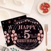 EMrups 96PCS 5th Birthday Party Plates Set Rose Gold Theme Decorations Include Rose Gold Plates and Napkins Forks for 5 Year Old Girls Birthday Party Supplies Serves 24 Guests