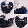 KDDOM Lady Bow Hair Bun Net,Professional Woman Bowknot Decor Barrette Snood Net Hair Clip(Blue)