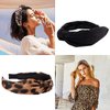 CUBACO 𝑪𝑼𝑩𝑨𝑪𝑶 4PCS Knotted Headbands for Women, Thick Black and Leopard Print Fashion Bow Knotted Headband for Women's Hair Non Slip, Cheetah Turban Wide Cross Fashion Headbands for Girls