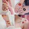 Valentines Day Temporary Tattoo Adult Kids, Red Heart Lip Fake Tattoos, Rose Angel Arrow Line Hearts Tattoo Stickers, Semi Permanent Tattoo for Women Valentines Decoration 10 Sheets