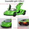 Alloy Collectible Green Lambo Toy Cars Model Pull Back Vehicles Diecast with Light & Sound