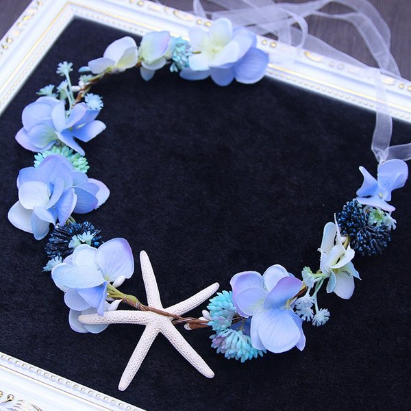 Bodermincer Bridal Hair Accessories Forest Photo Album Mermaid Headband Handmade Headband Beach Pink Headband White Headband Blue Headband (Blue Starfish)