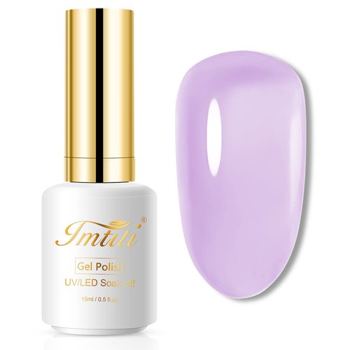 Imtiti Jelly Gel Nail Polish, 1 Pcs 0.5 Fl Oz Lavender Purple Jelly Gel Polish Soak Off LED U V Nail Gel Polish Sheer Translucent Gel Nail Polish DIY Nail Art Starter Manicure Salon Gel Nail Kit