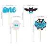 24Pcs Halloween Spooky One Cupcake Toppers Blue Bat Boo Boy First Birthday Cupcake Picks for Halloween Theme Boy Kids First Birthday Party Decorations Supplies