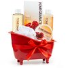 Red Pomegranate Home Spa Bath Basket - Bath & Body Set For Women - Contains Shower Gel, Bubble Bath, Body Lotion, Pomegranate Bath Salt & Pouf in Red Tub