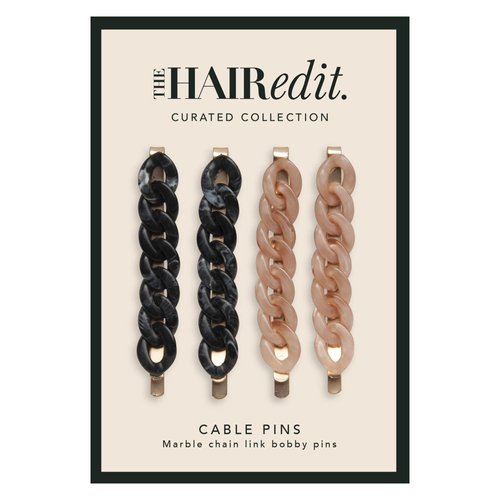 The Hair Edit Marble Link Pins - Black and Champagne Chain Link Bobby Pin Set