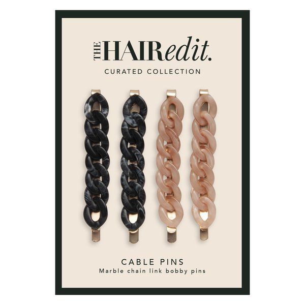 The Hair Edit Marble Link Pins - Black and Champagne Chain Link Bobby Pin Set