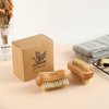 2 Pieces Natural Wooden Bristle Nail Brushes for Cleaning Fingernail and Toenail Non-Slip Two-Sided Grip Hand Foot Nail Brush Set Manicure Pedicure Scrubber Supply Men Women Girls
