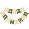 Brown Green Happy Birthday Banner Greenery Theme Birthday Party Supplies Garland Decorations Birthday Signs Nursery Hanging Decor 13pcs