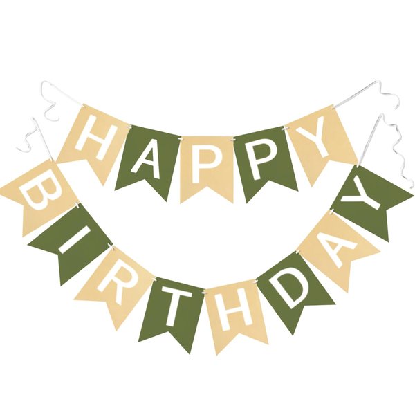 Brown Green Happy Birthday Banner Greenery Theme Birthday Party Supplies Garland Decorations Birthday Signs Nursery Hanging Decor 13pcs