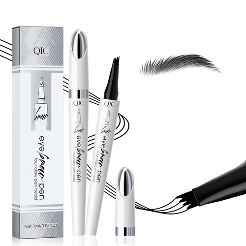 2024 New Magic Eyebrow Pencil,3D Waterproof Microblading Eyebrow Pen with 4 Fork Tip,Natural Makeup Long-Lasting Eyebrow Pencil,Makeup Fine Stroke Eyebrow Tattoo Pencil (Black-B)