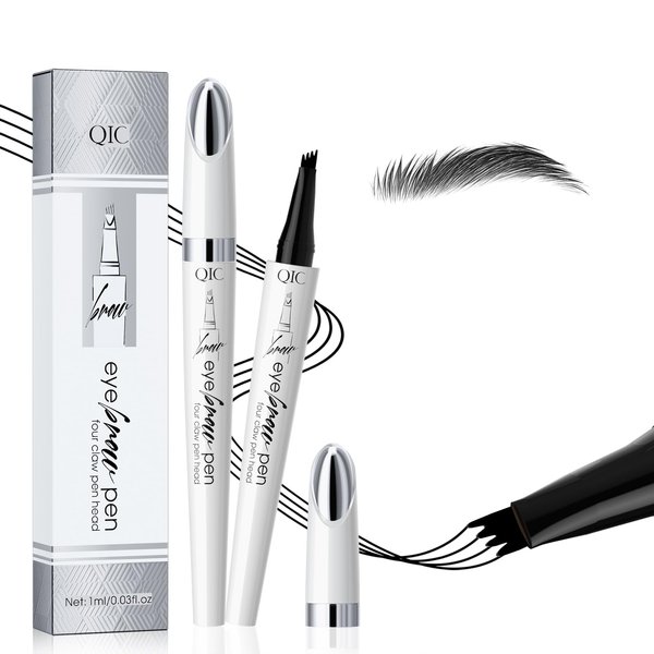 2024 New Magic Eyebrow Pencil,3D Waterproof Microblading Eyebrow Pen with 4 Fork Tip,Natural Makeup Long-Lasting Eyebrow Pencil,Makeup Fine Stroke Eyebrow Tattoo Pencil (Black-B)