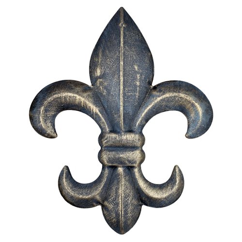 8" Metal Fleur De Lis Wall Plaque/Art with hanger - Rustic Creole Tuscan Decor (Weathered Bronze)