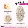 REECHO 12" Ponytail Extension, Classic Loose Curly Wavy Claw Clip Pony tails Hair Extensions Hairpieces for Women - Dark Blonde with Highlights