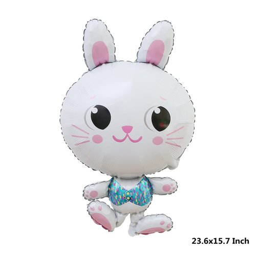 Dzrige Easter Bunny Balloons Rabbit Foil Balloons for Easter Decorations Birthday Animal Farm Themed Baby Shower Party Decors,23.6x15.7 Inch,3 Pcs