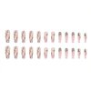 Press on Nails Long Coffin MABKJLF Spring French Fake Nails Full Cover False Nails with Flower and Leaves Designs Glossy False Nails with Nail Glue Artificial Acrylic Nails for Women Girls 24 Pcs