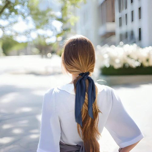 Scrunchies, Blue Scrunchies, Silk Scrunchies, Blue Hair Bow, Scrunchies for Women, Hair Scarf Scrunchie, Hair Scrunchies, Satin Scrunchies, Silk Hair Ties, Bow Scrunchie, Silk Ponytail Holders, 2pcs